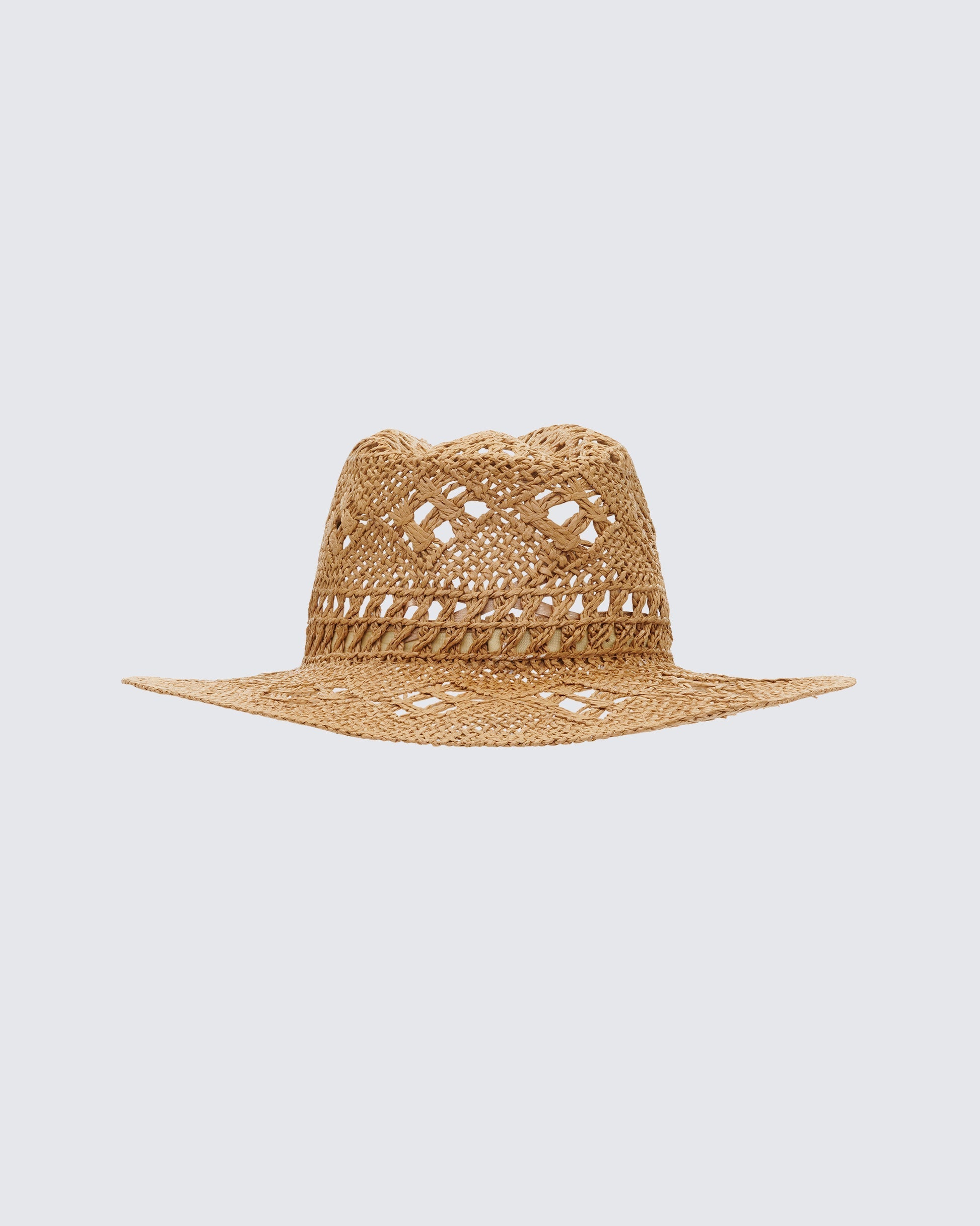 Finesse Peaches Tan Straw Cowboy Hat With Shell Detail