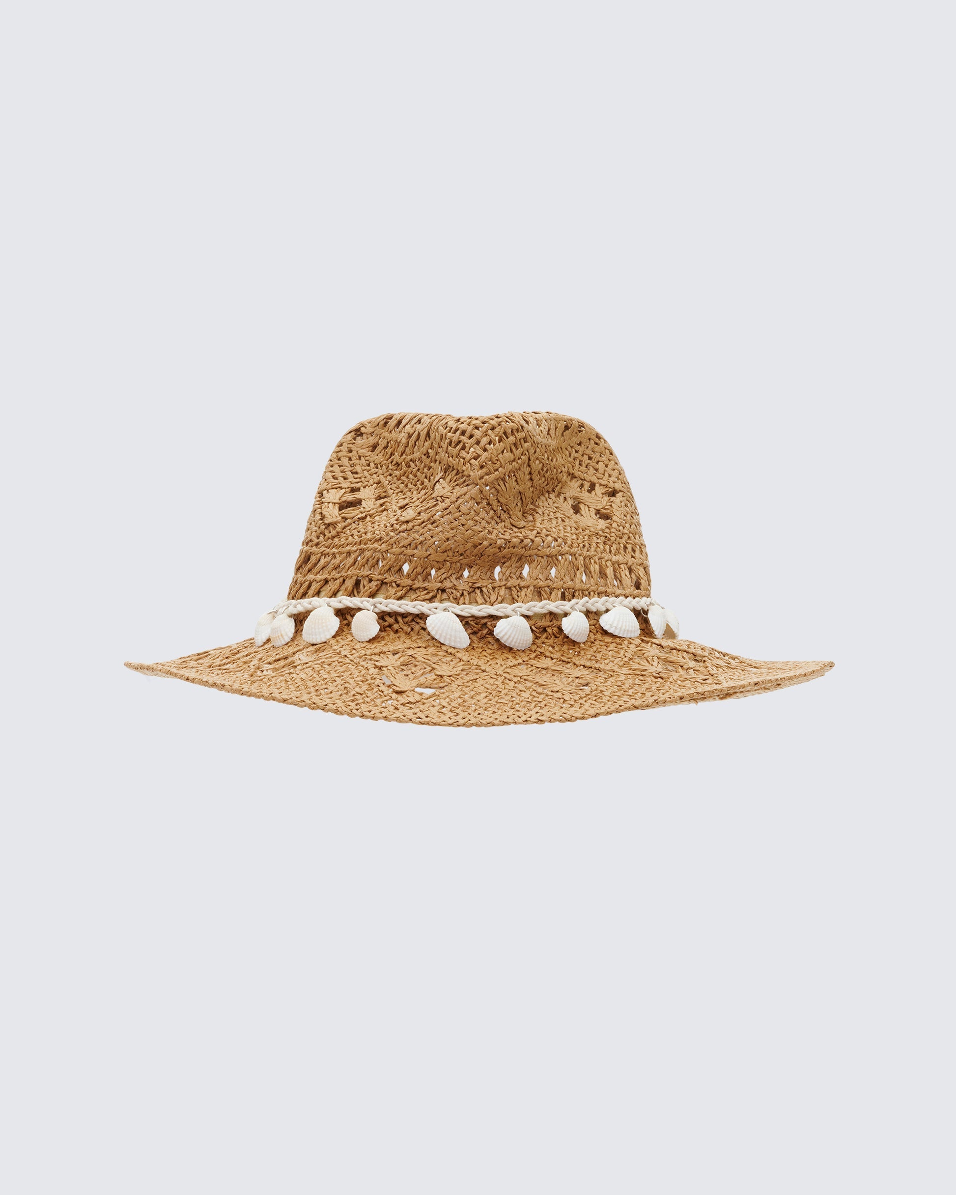 Finesse Peaches Tan Straw Cowboy Hat With Shell Detail
