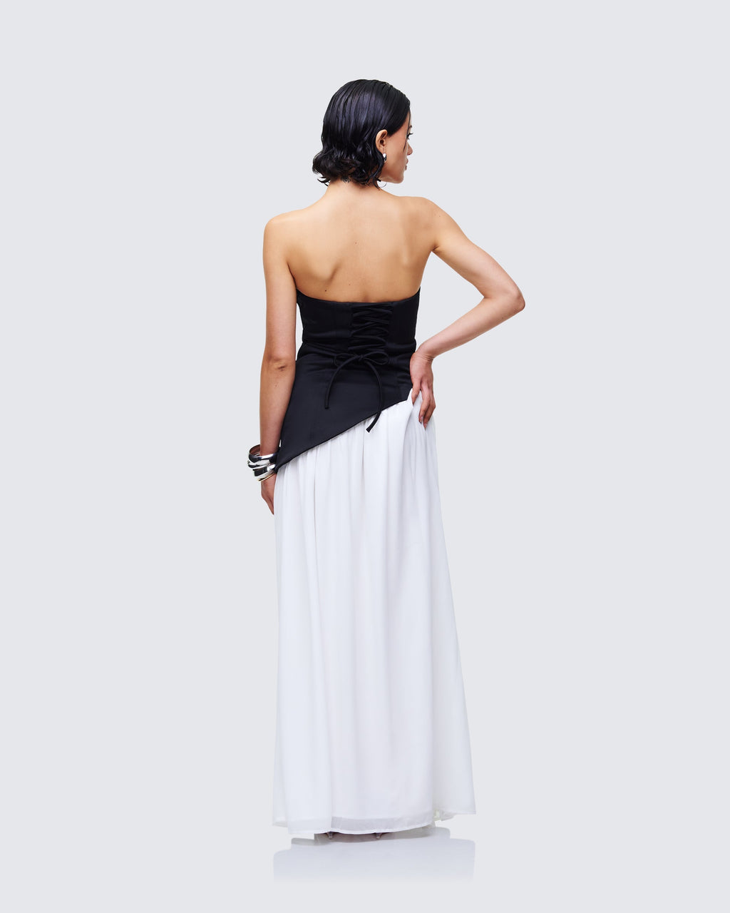 Finesse Pebla Black Crepe Contrast Maxi Dress