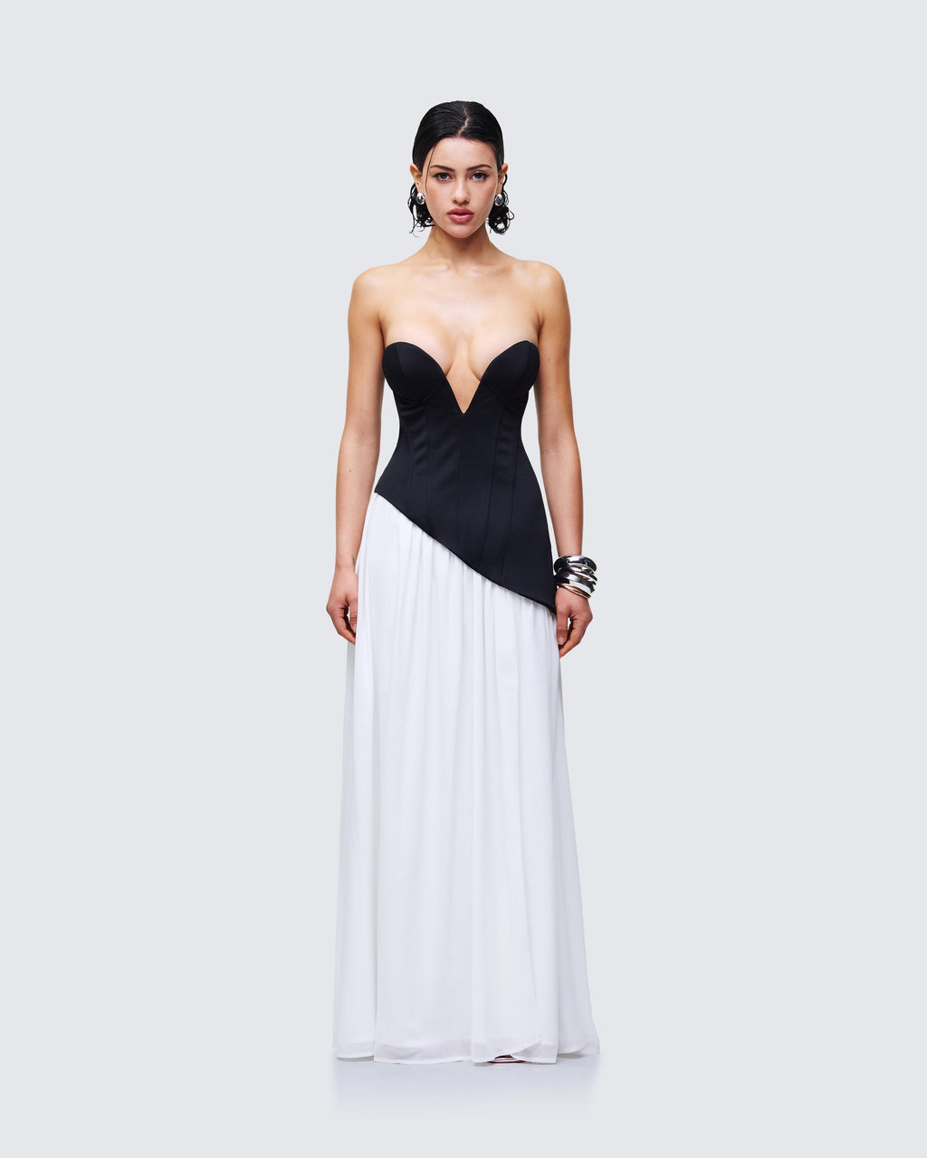 Finesse Pebla Black Crepe Contrast Maxi Dress