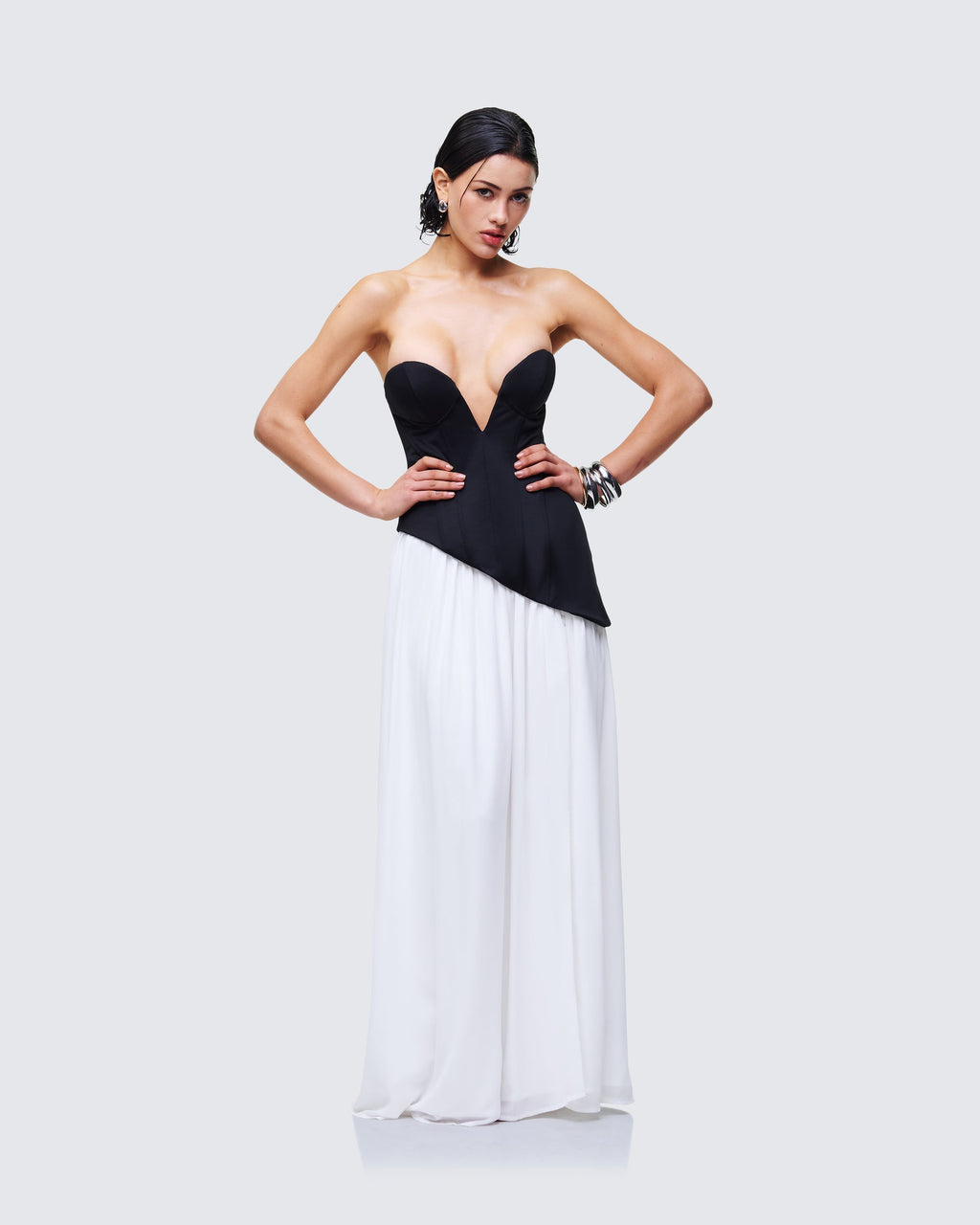 Finesse Pebla Black Crepe Contrast Maxi Dress