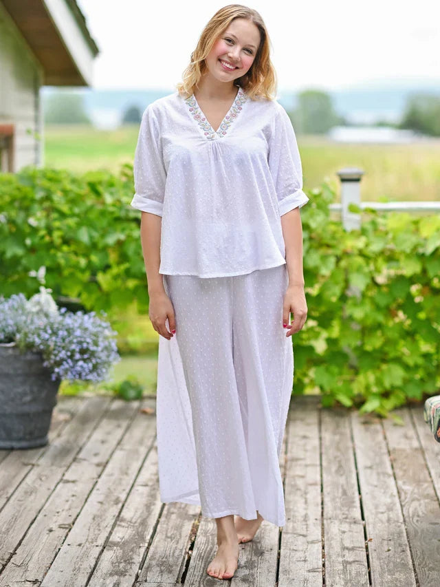 April Cornell Swiss Dot Pajama Set - White