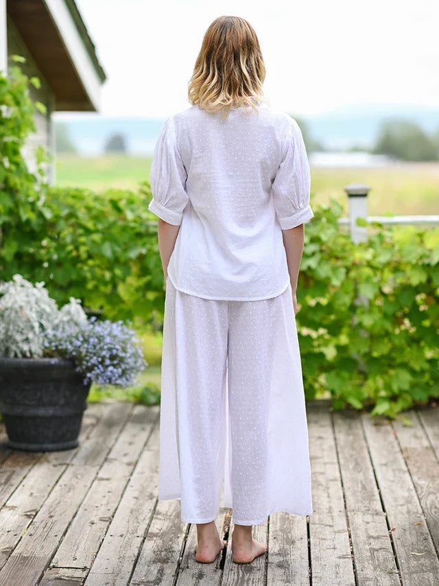 April Cornell Swiss Dot Pajama Set - White
