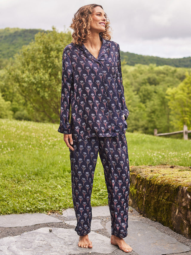 April Cornell Satin Sapphire Pajama Set