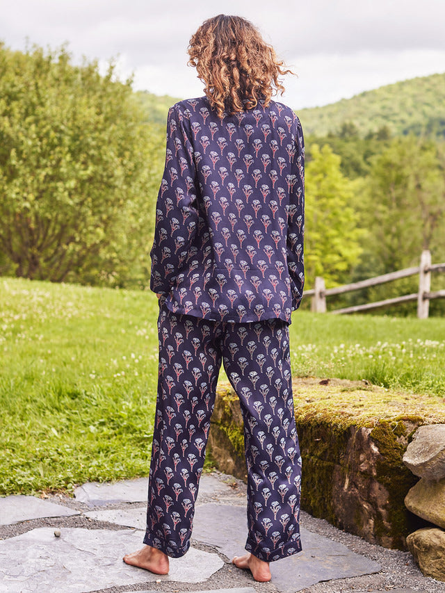 April Cornell Satin Sapphire Pajama Set