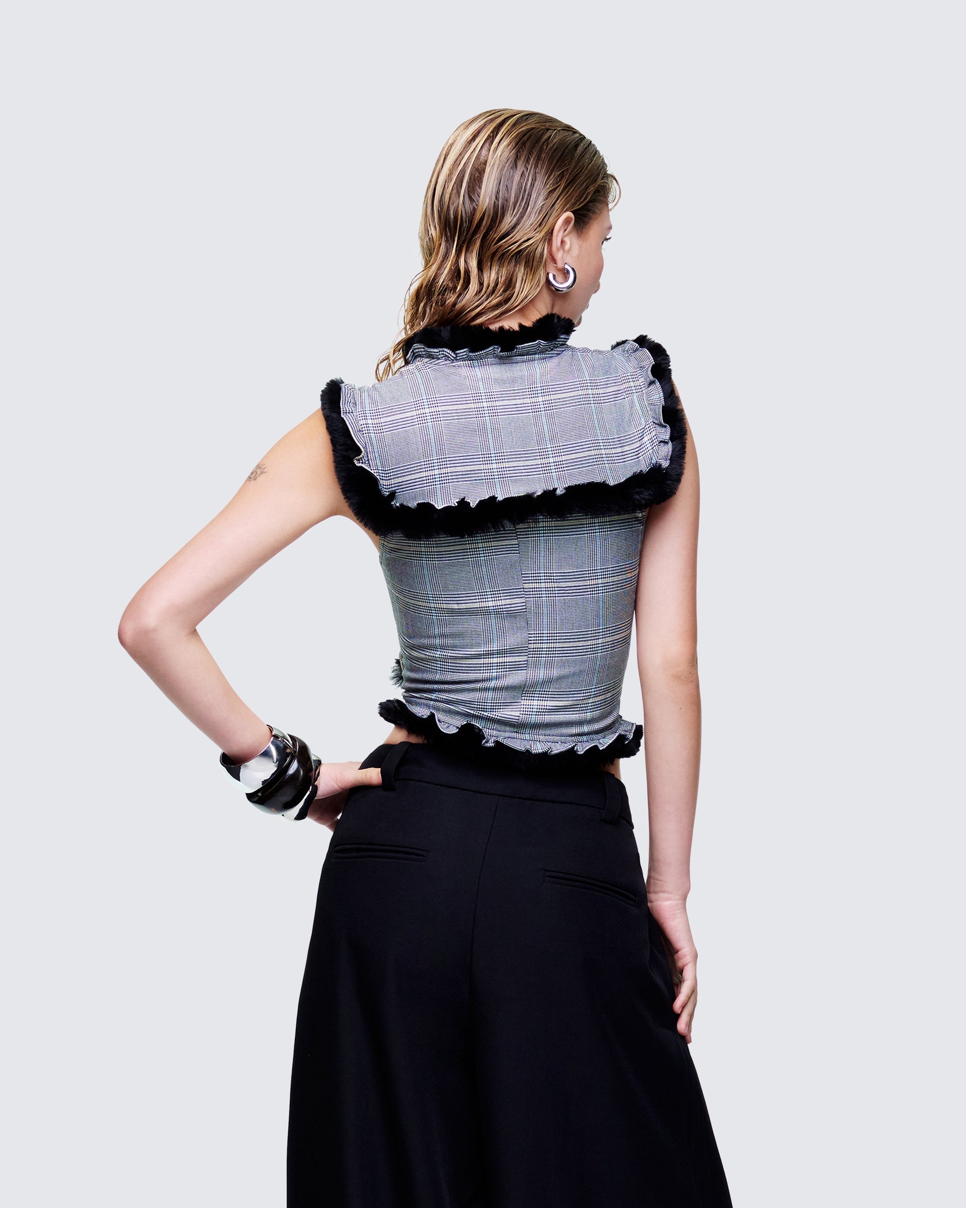 Finesse Raynah Multi Check Printed Top