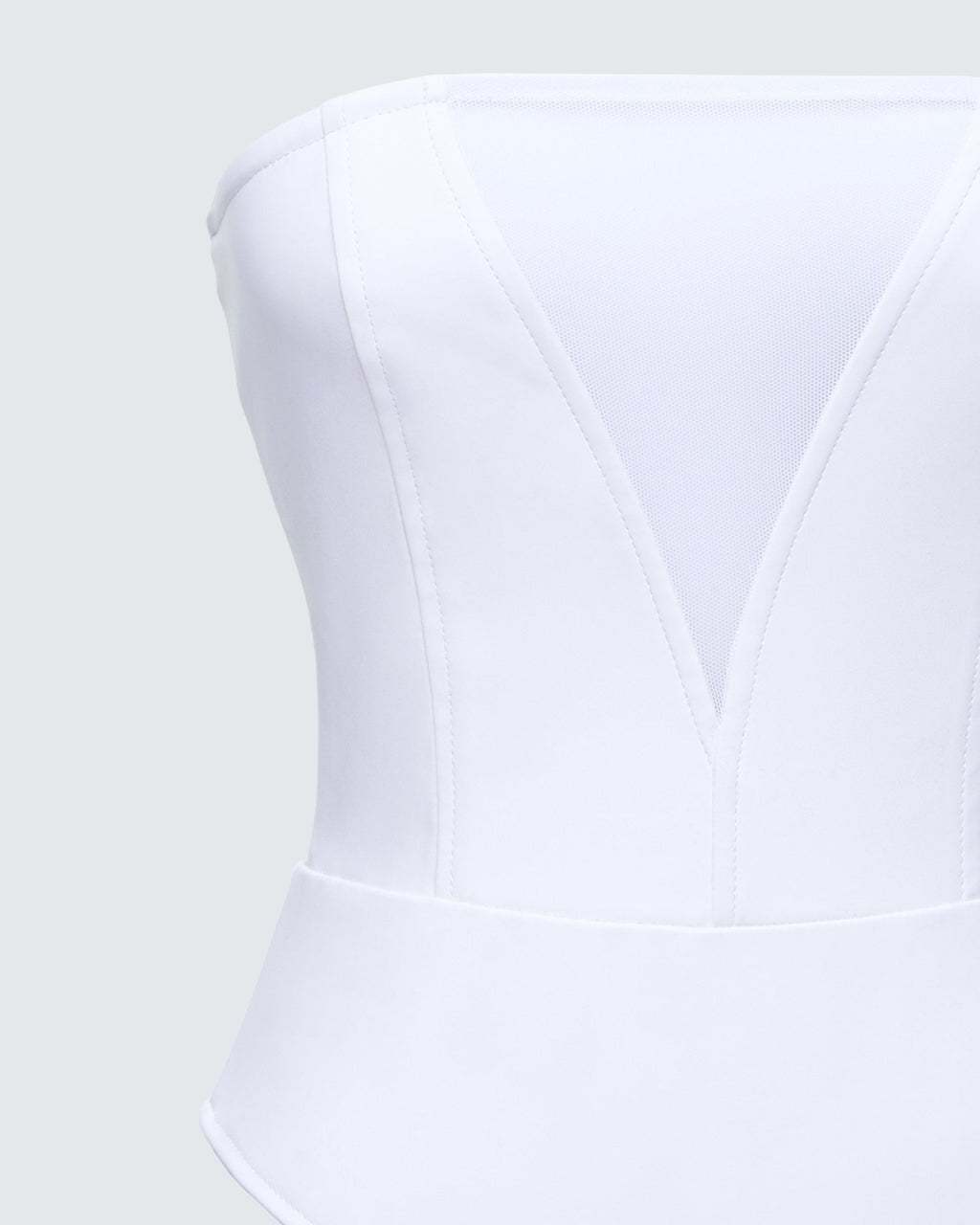 Finesse Rilena White Vegan Leather Strapless Bodysuit