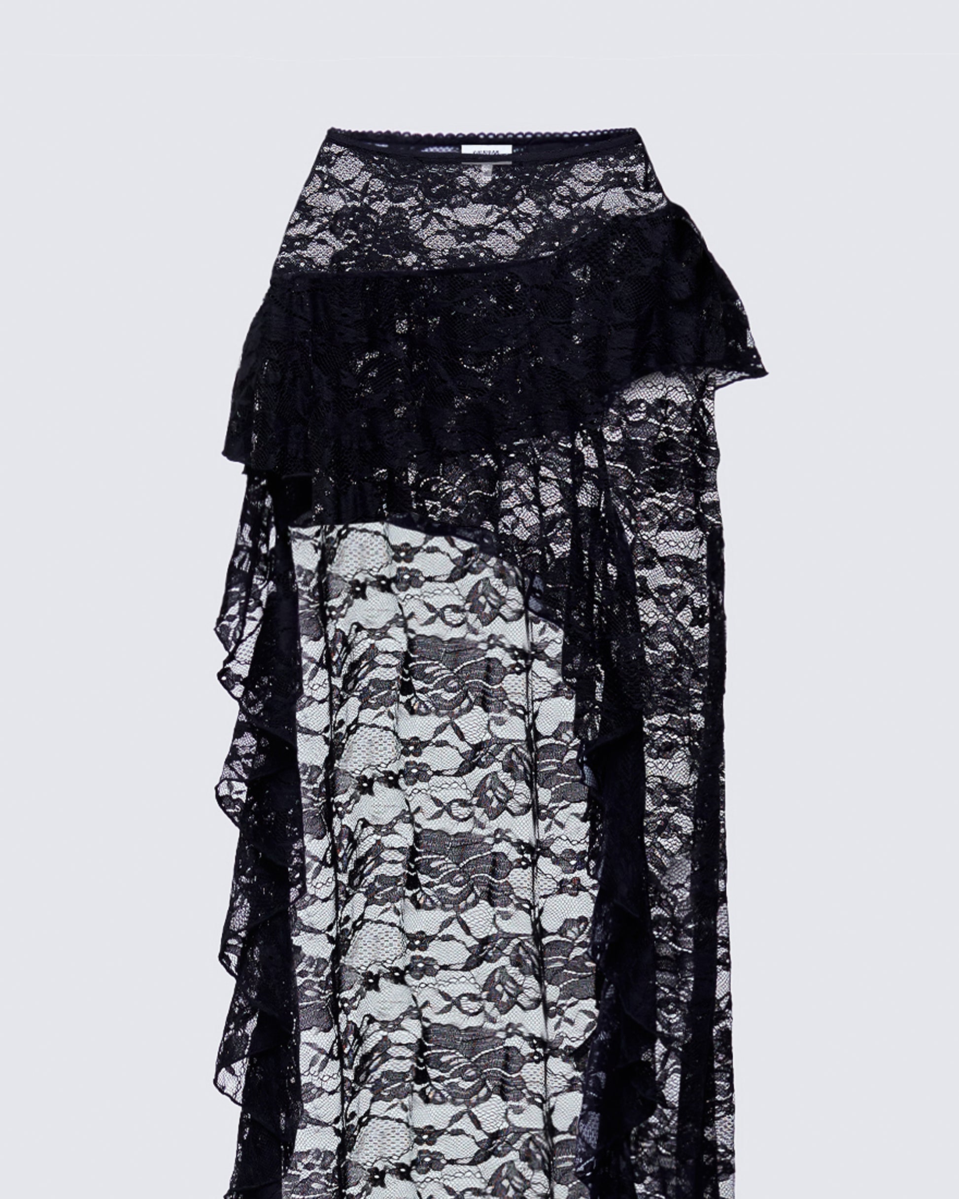 Finesse Rina Lace Asymmetrical Hem Ruffle Skirt
