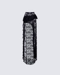 Finesse Rina Lace Asymmetrical Hem Ruffle Skirt