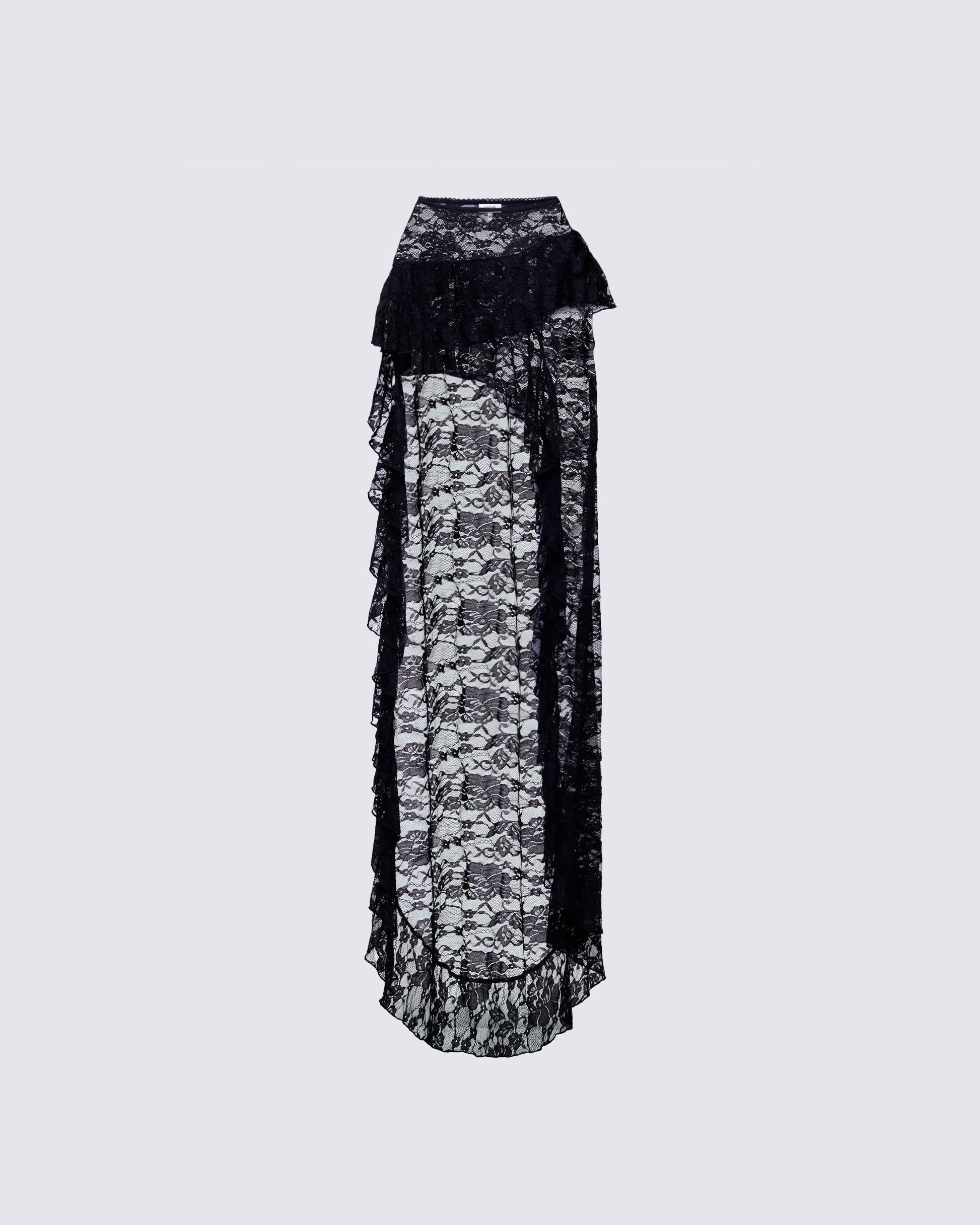 Finesse Rina Lace Asymmetrical Hem Ruffle Skirt