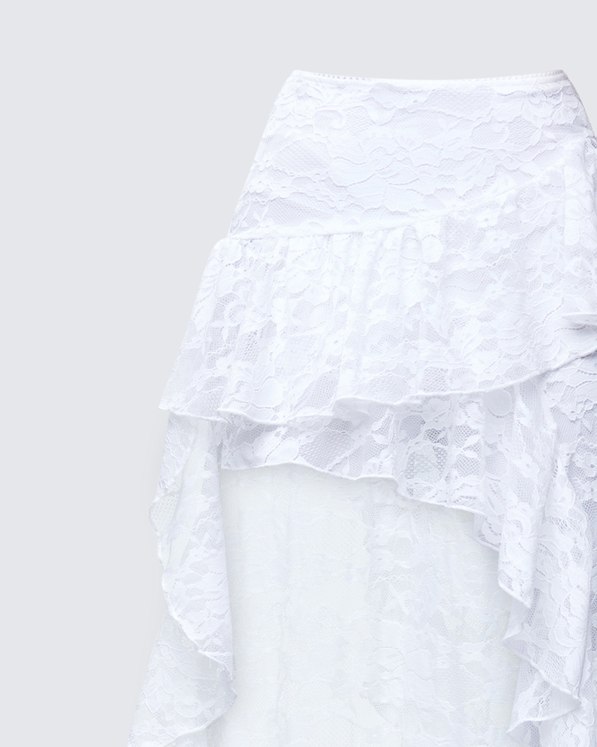 Finesse Rina Lace Asymmetrical Hem Ruffle Skirt
