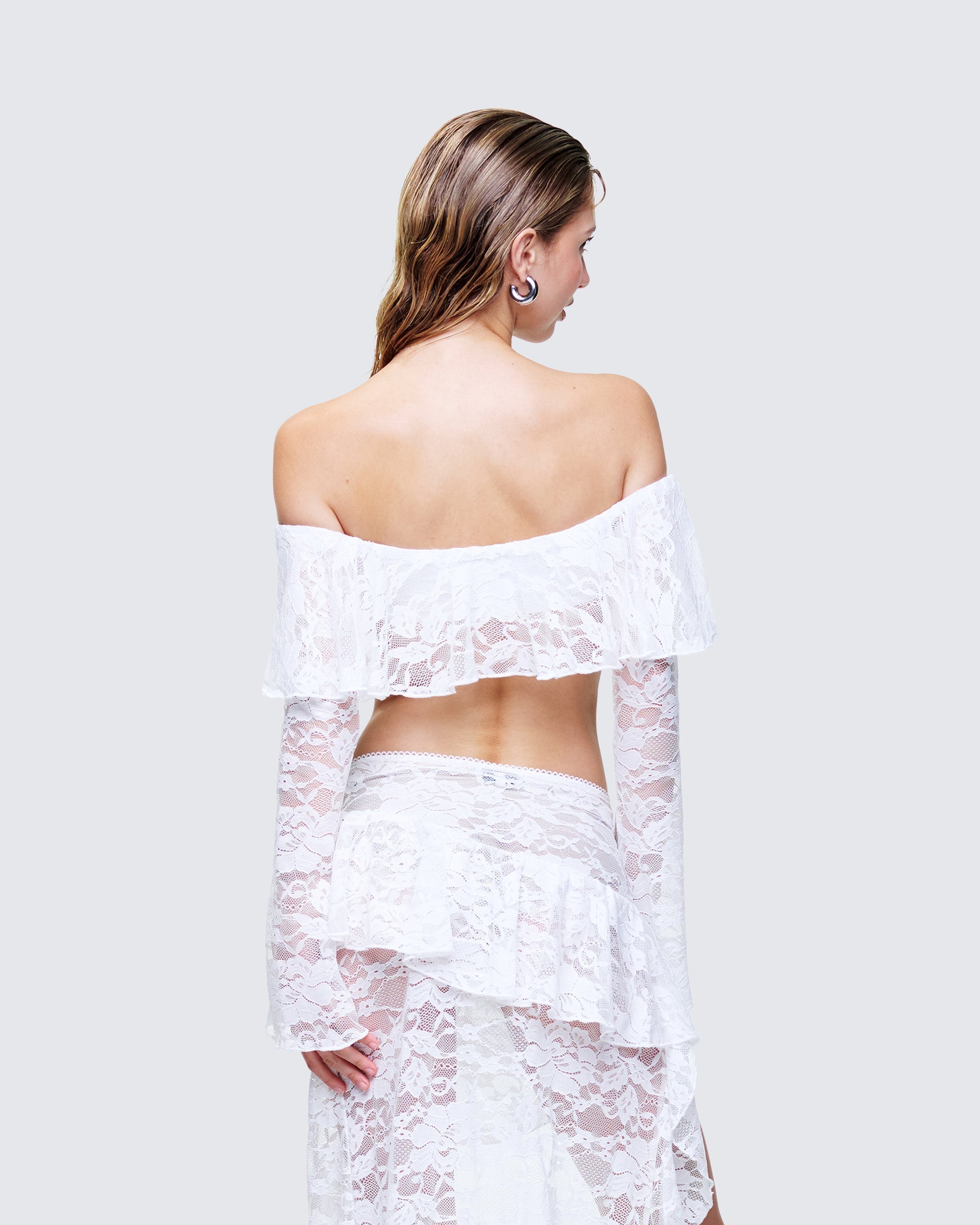 Finesse Rina Lace Ruffle Bandeau Top