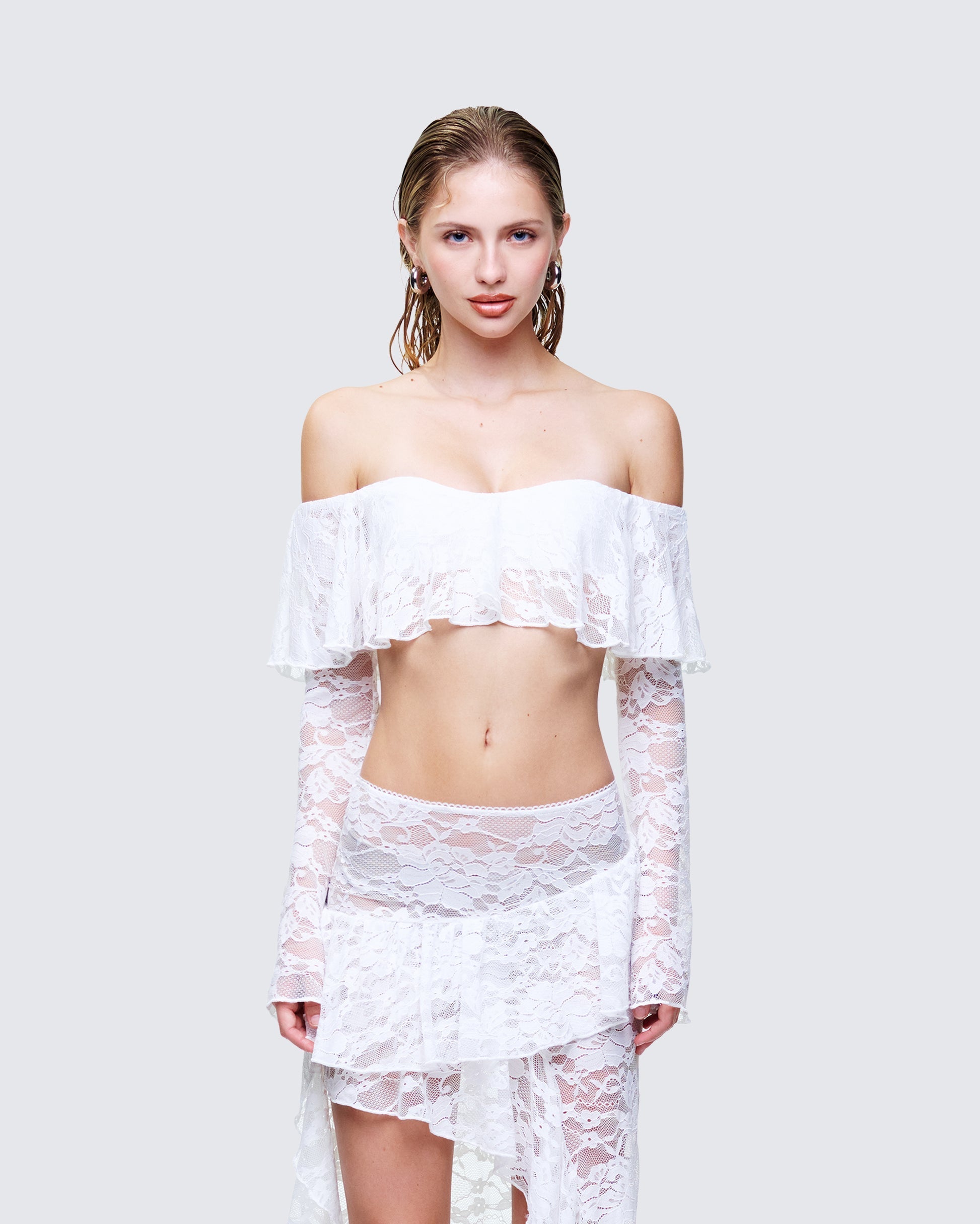 Finesse Rina Lace Ruffle Bandeau Top