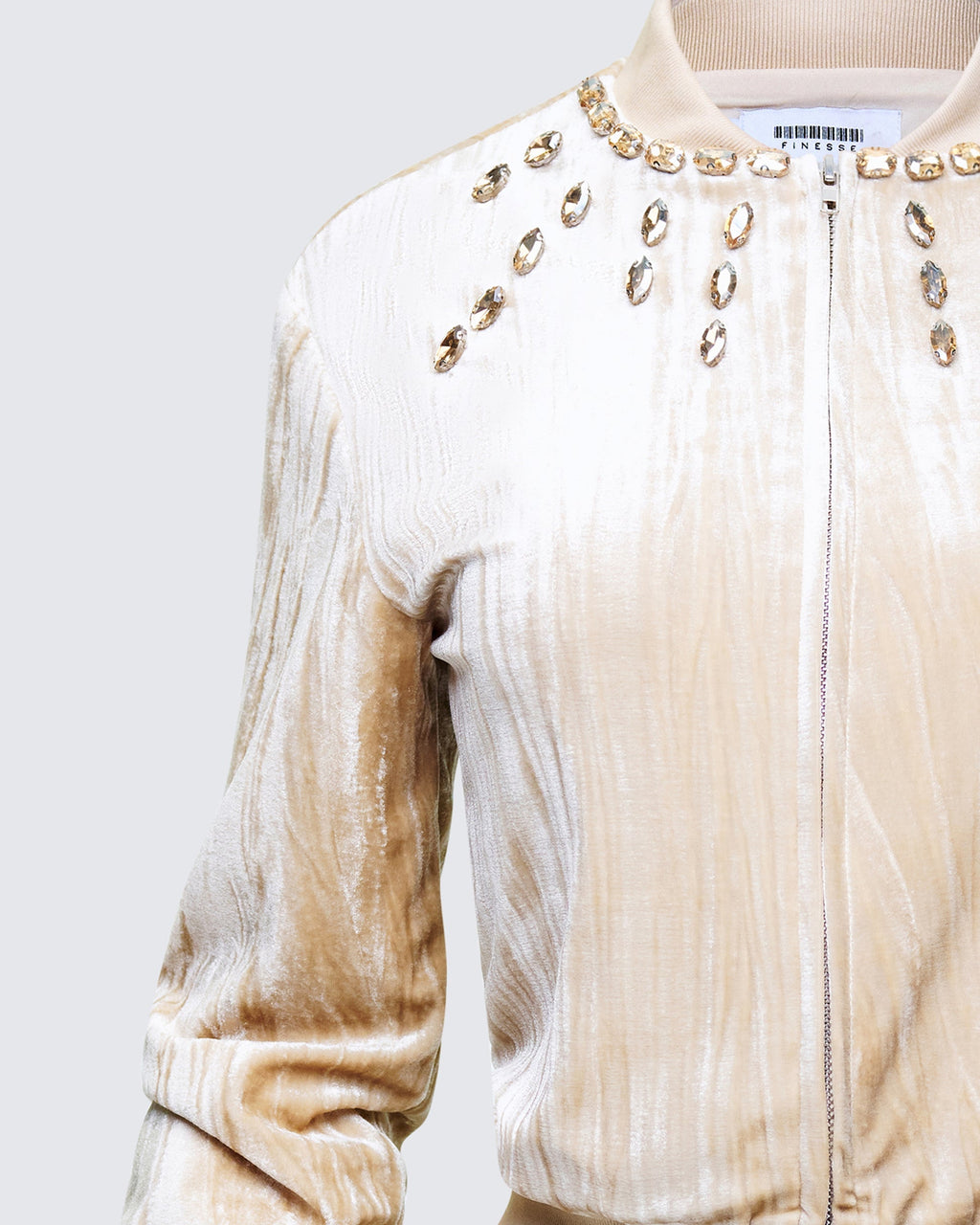 Finesse Runa Beige Velour Embellished Jacket
