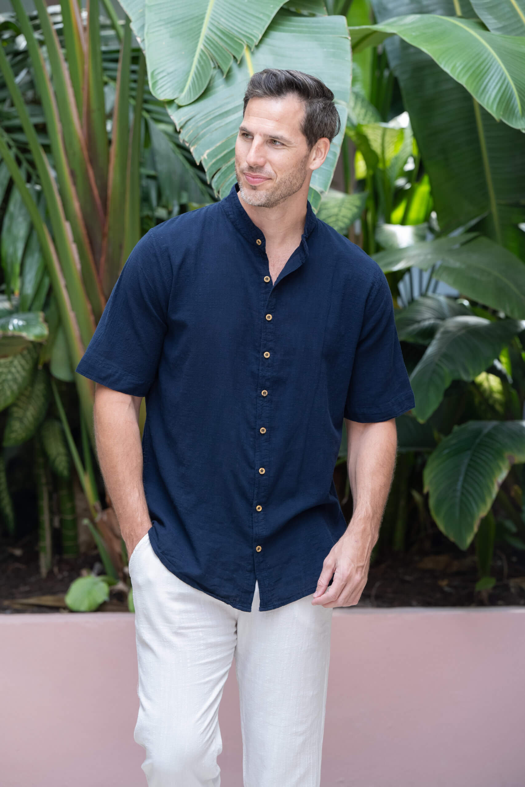 Cotton Natural Men's Rossi Dark Blue Shirt