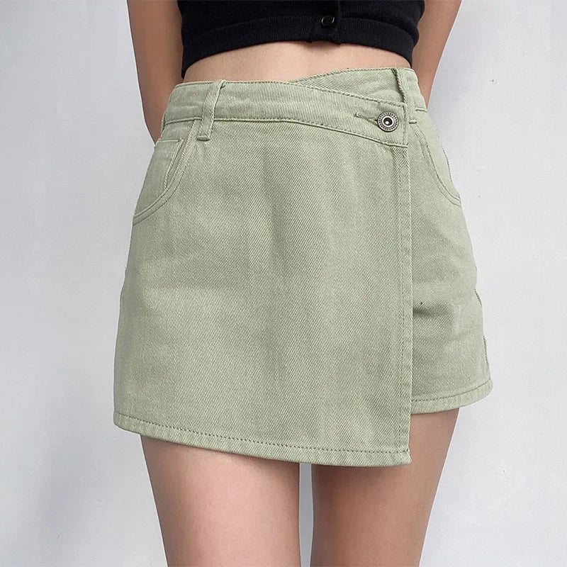 Nabalu Nerissa | Women’s Wrap Style Denim Mini Skirt