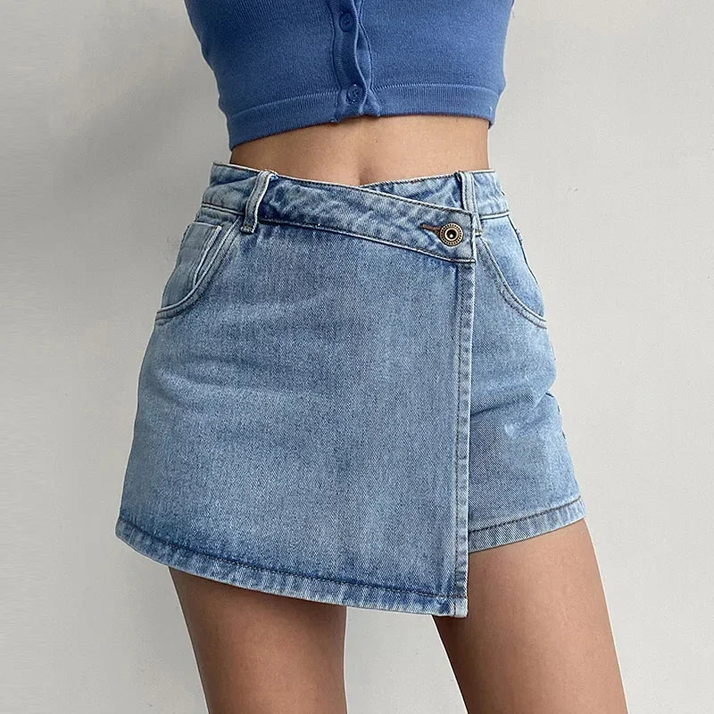 Nabalu Nerissa | Women’s Wrap Style Denim Mini Skirt