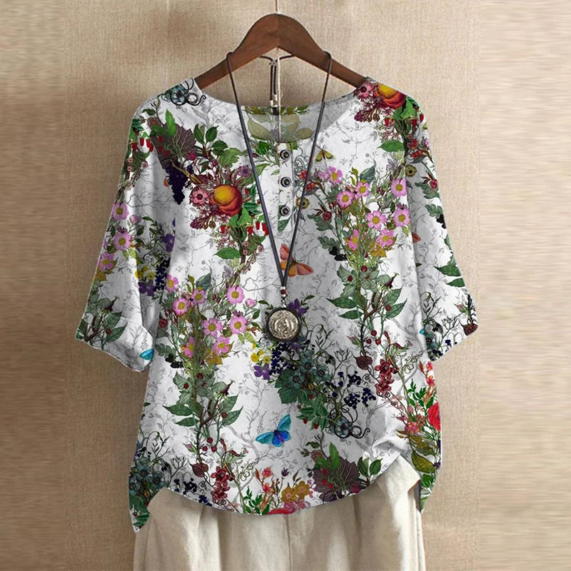 Nabalu Rowan | Relaxed Floral Print Summer Blouse 3