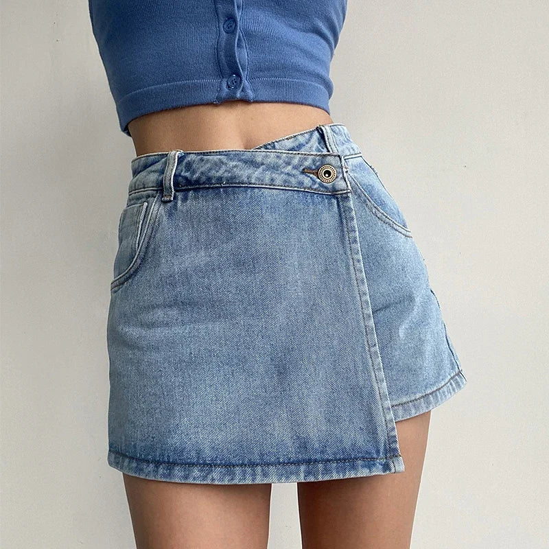 Nabalu Nerissa | Women’s Wrap Style Denim Mini Skirt