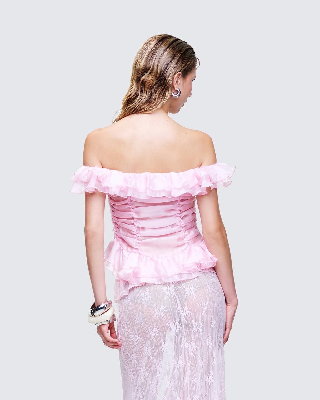 Finesse Sabella Blush Chiffon Sheer Top