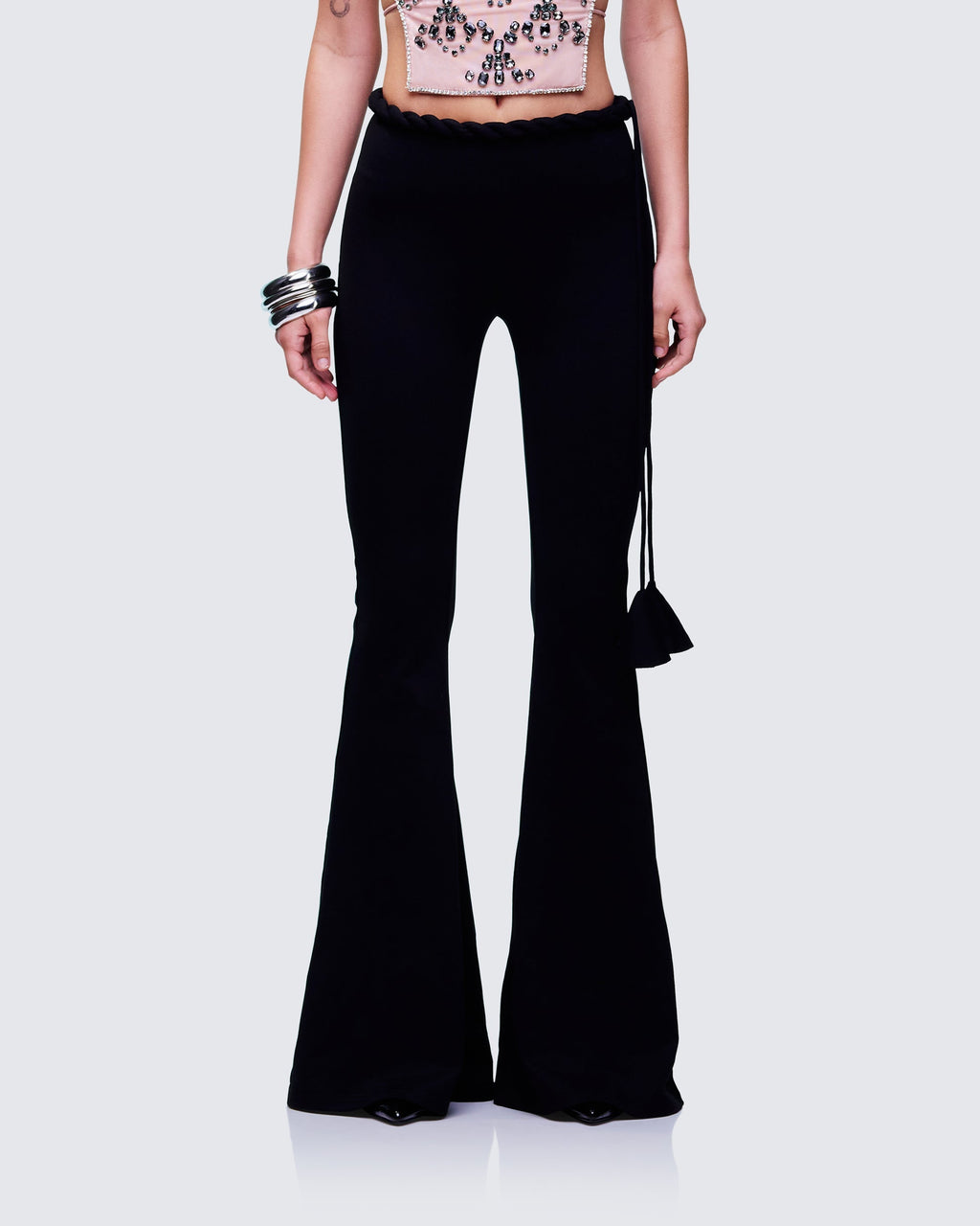 Finesse Sailor Black Jersey Twist Waist Pant