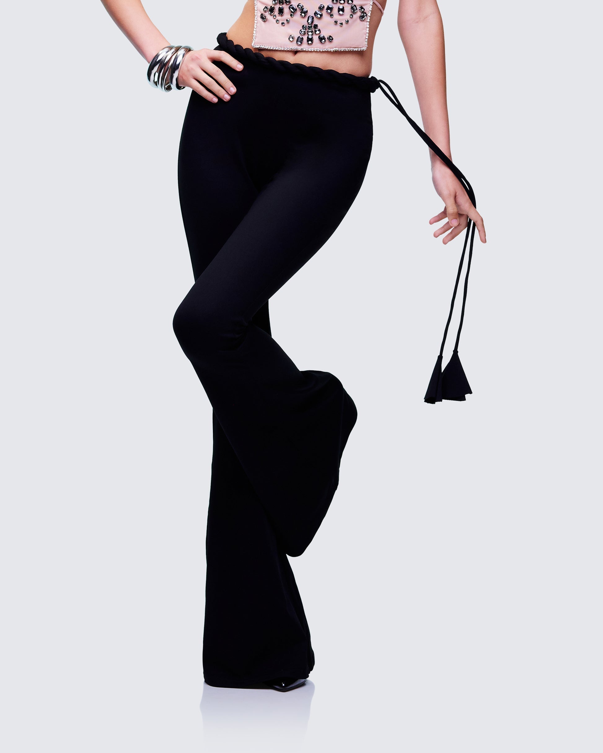 Finesse Sailor Black Jersey Twist Waist Pant