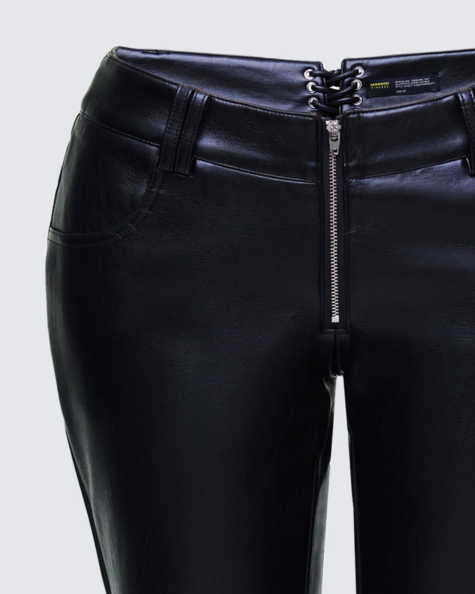 Finesse Salma Black Faux Lace Back Pants