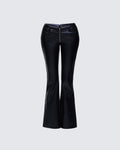 Finesse Salma Black Faux Lace Back Pants