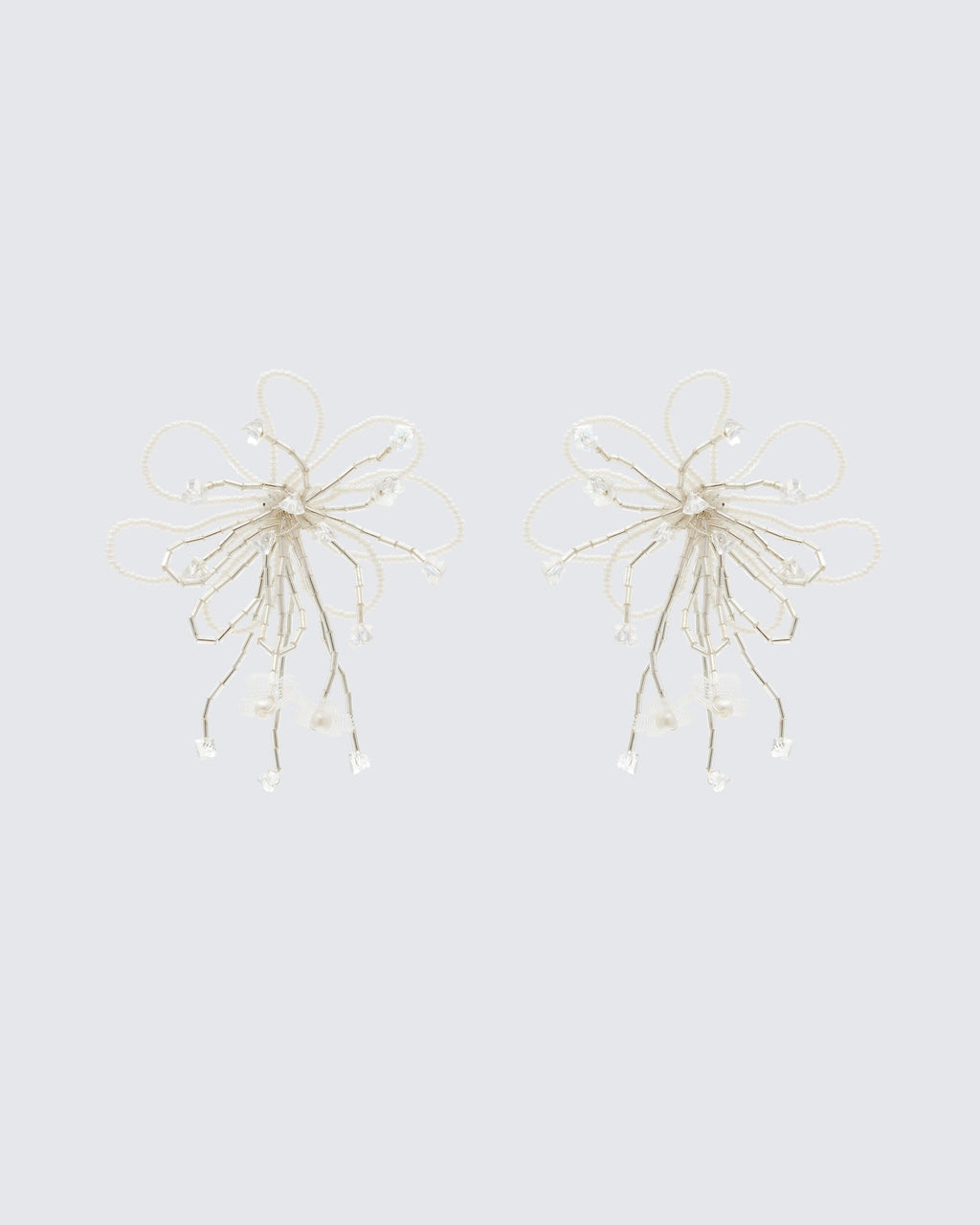 Finesse Sandra White Beaded Flower Earrings