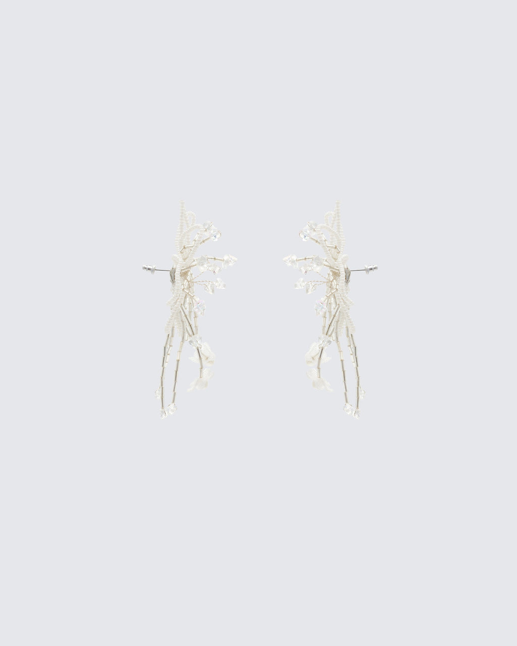 Finesse Sandra White Beaded Flower Earrings