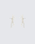 Finesse Sandra White Beaded Flower Earrings
