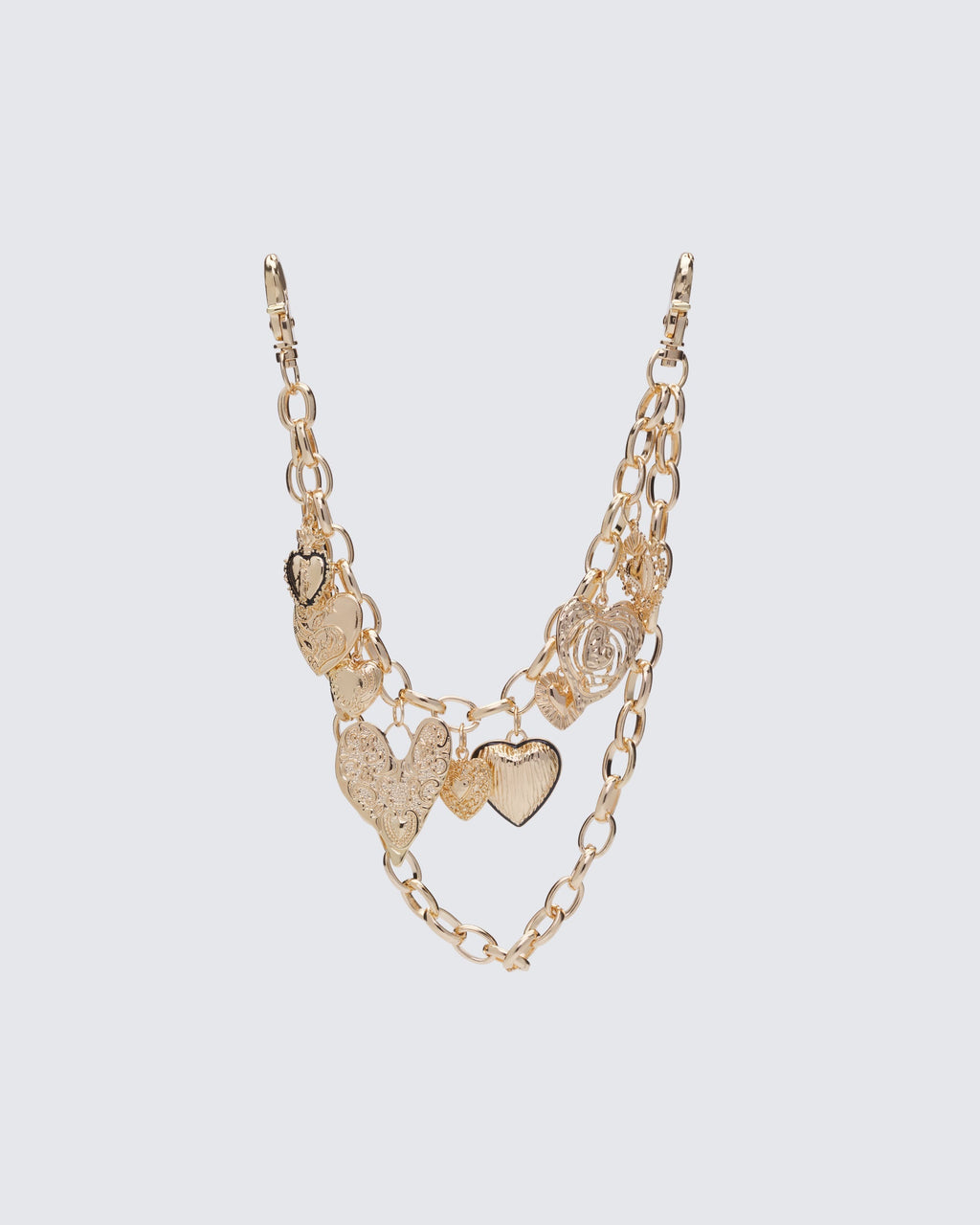 Finesse Satiah Gold Hammered Hearts Pocket Chain