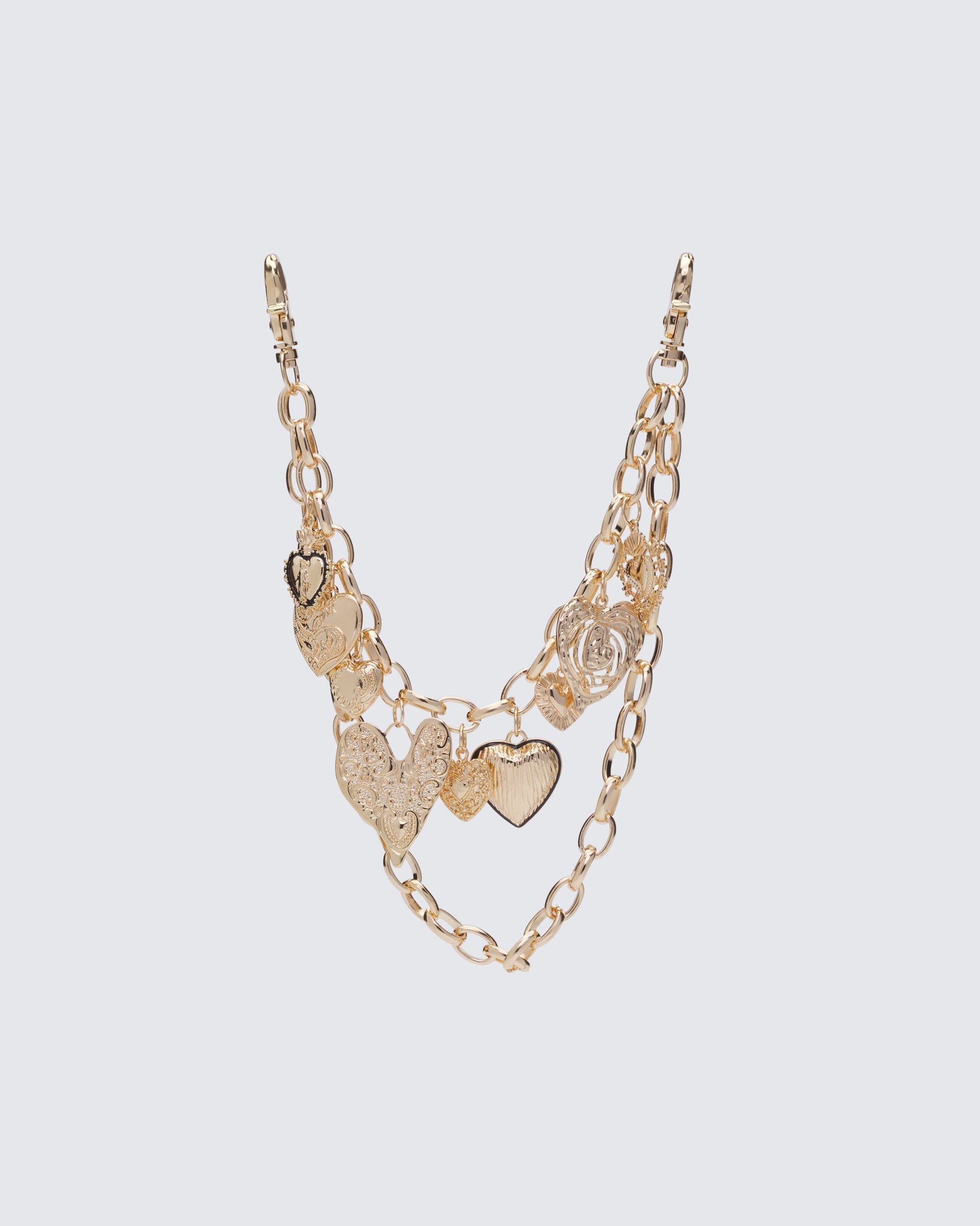 Finesse Satiah Gold Hammered Hearts Pocket Chain