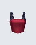 Scarlette Red Pinstripe Corset Top