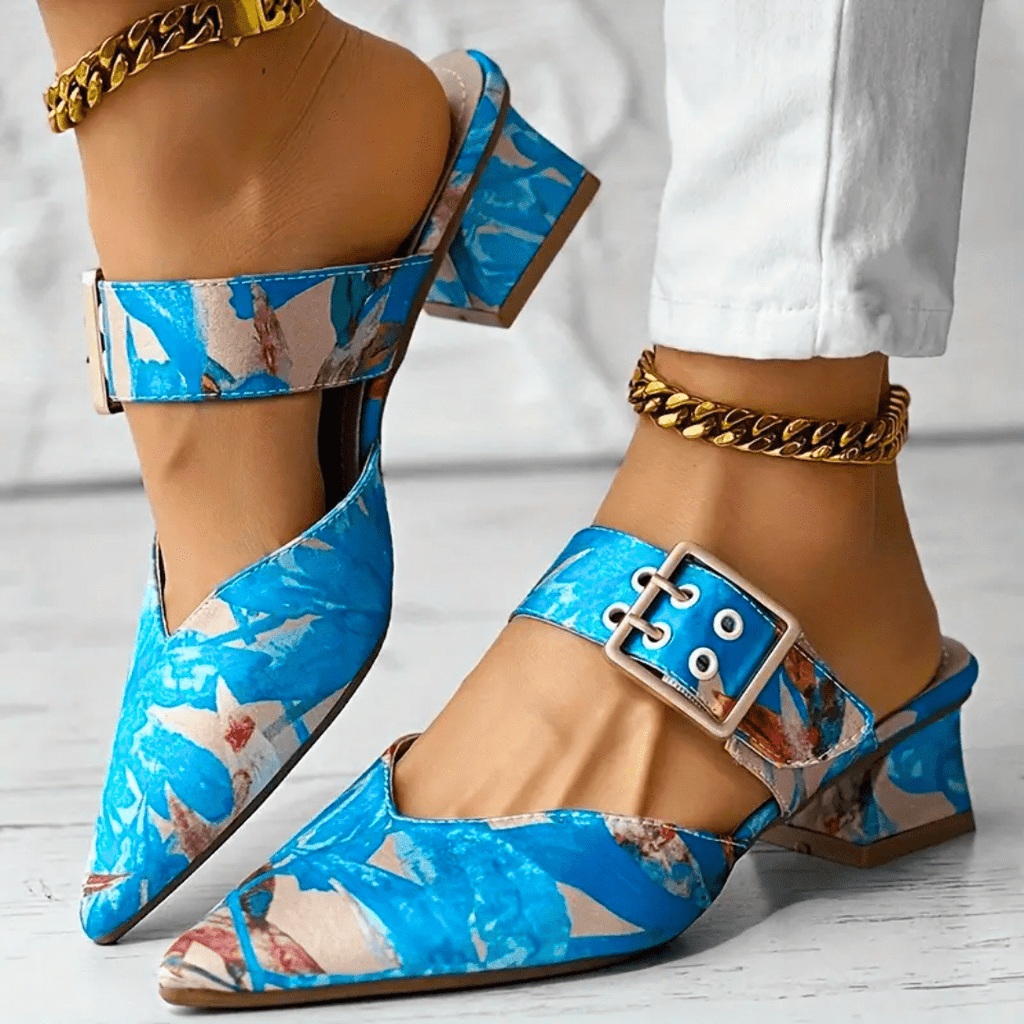 Harper & Lane Joan - Buckle Block Heel Mules