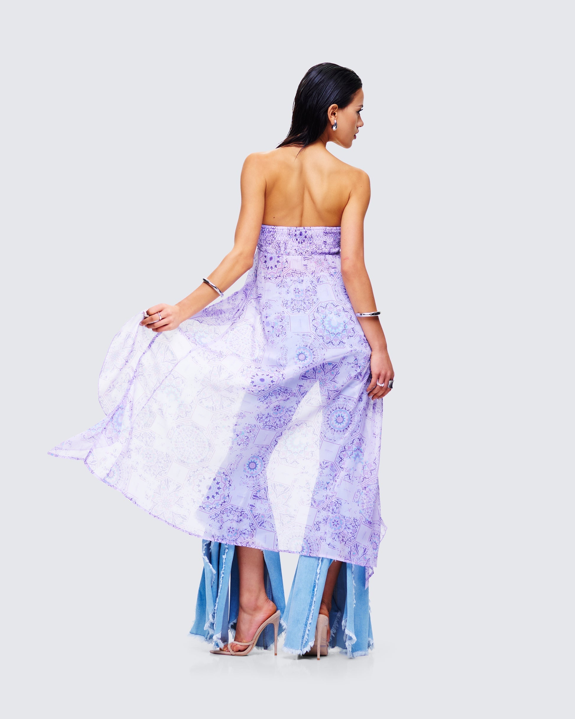 Sela Lavender Printed Midi Top