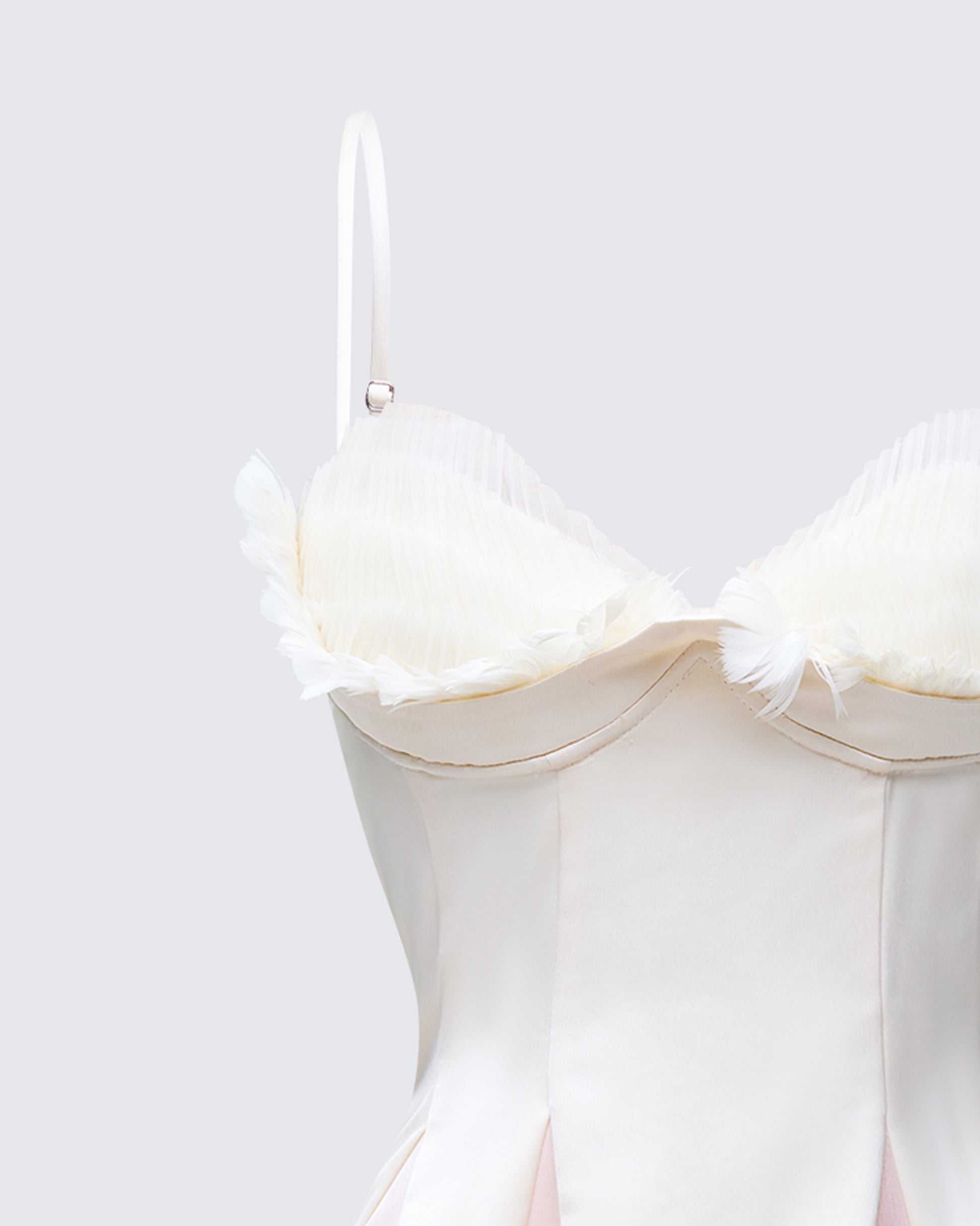 Finesse Seren Ivory Feather Bust Mini Dress