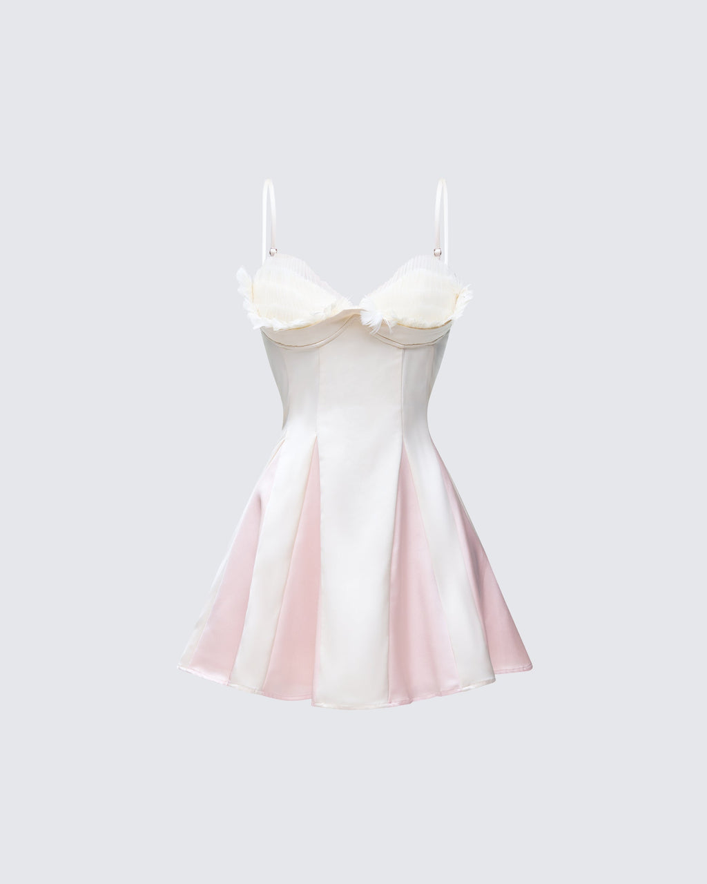 Finesse Seren Ivory Feather Bust Mini Dress