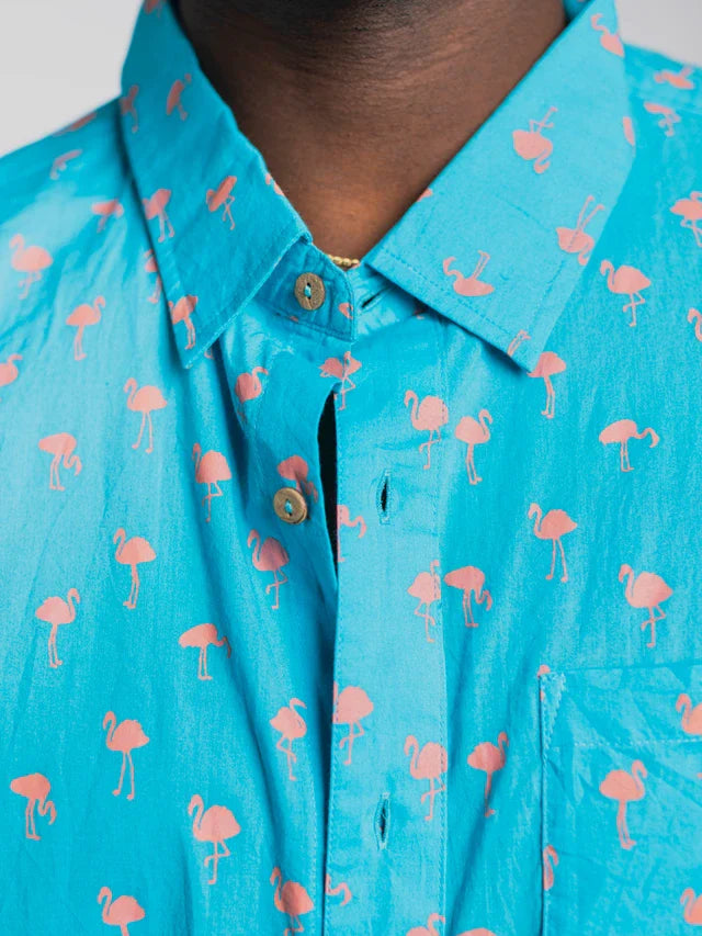April Cornell Flamingo Shirt - Turquoise