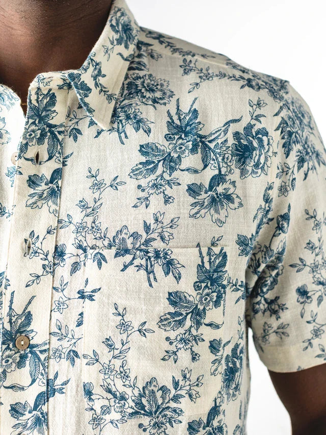 April Cornell Teal Rose Shirt - Ecru