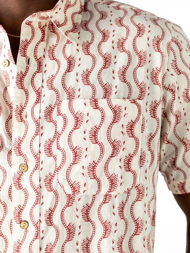 April Cornell Ocean Life Shirt - Smoke Red