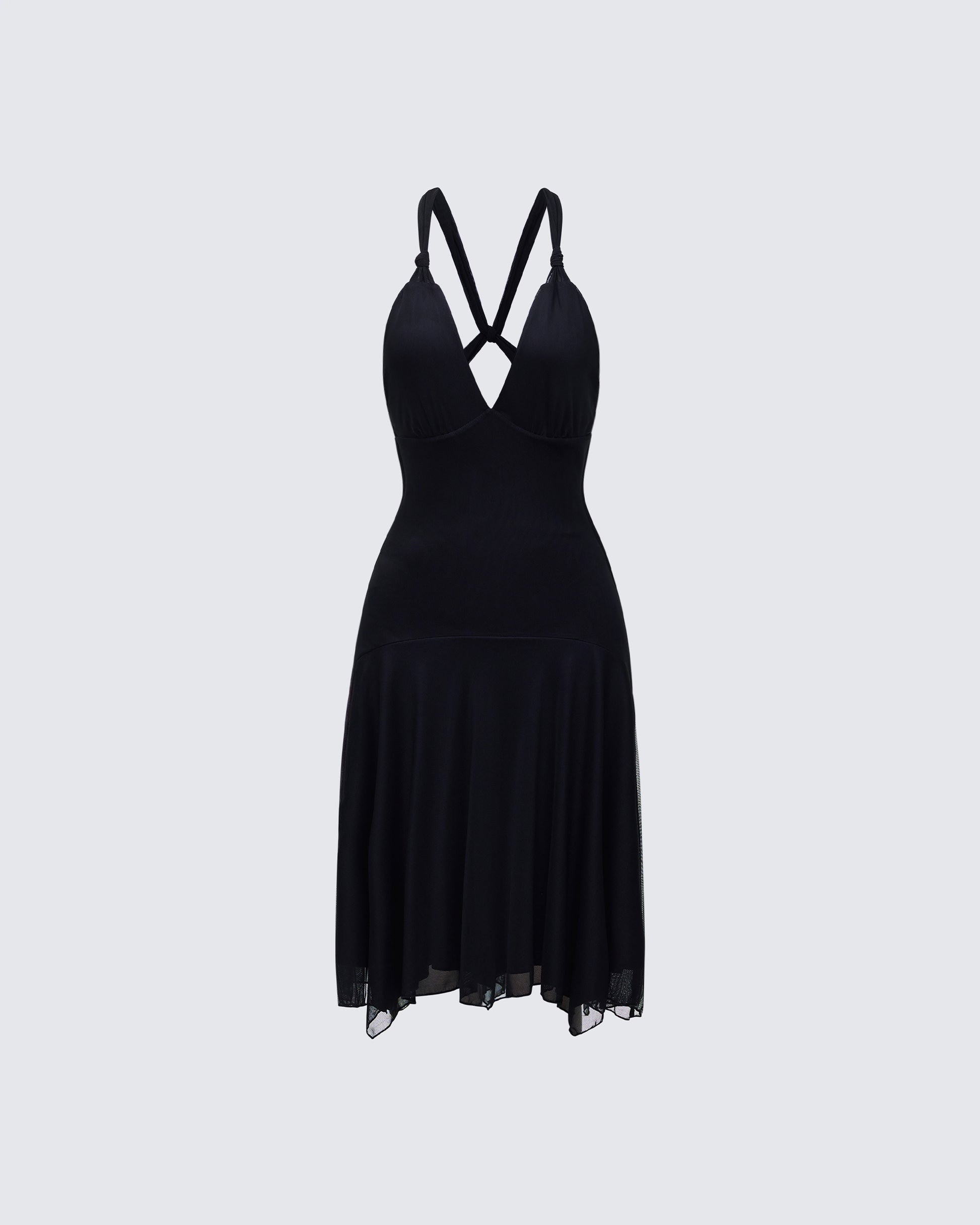 Finesse Siris Black Mesh Maxi Dress