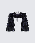Finesse Skipper Ruffle Sleeve Crop Top