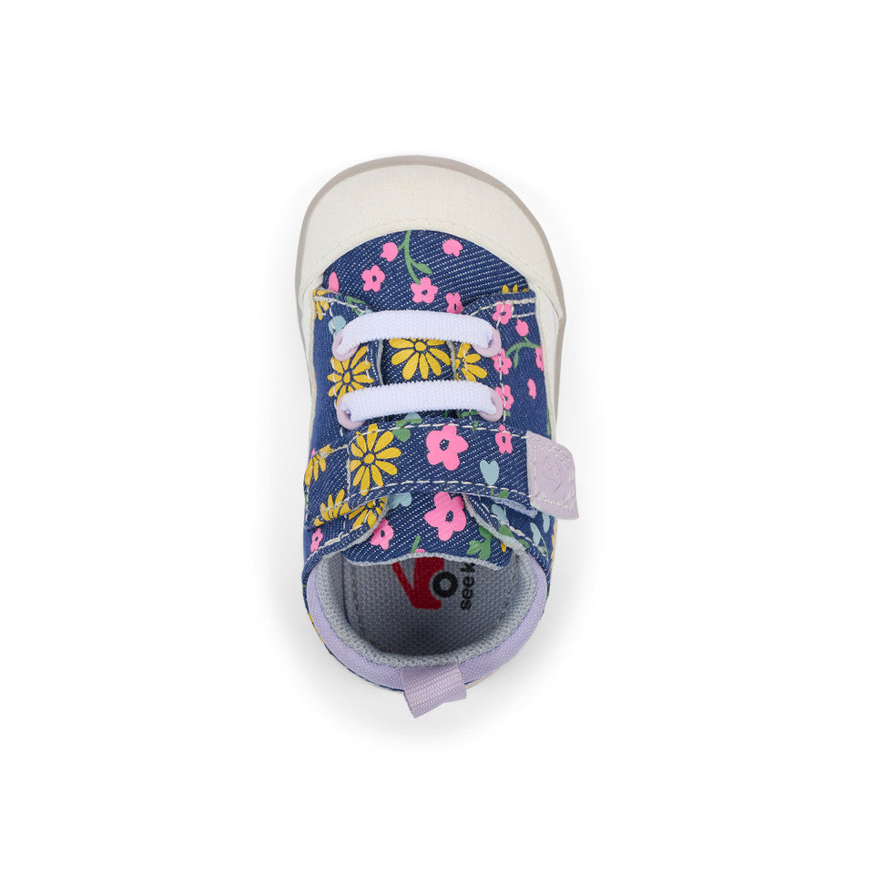 See Kai Run girls Stevie Mini (First Walker) Blue Denim/Floral
