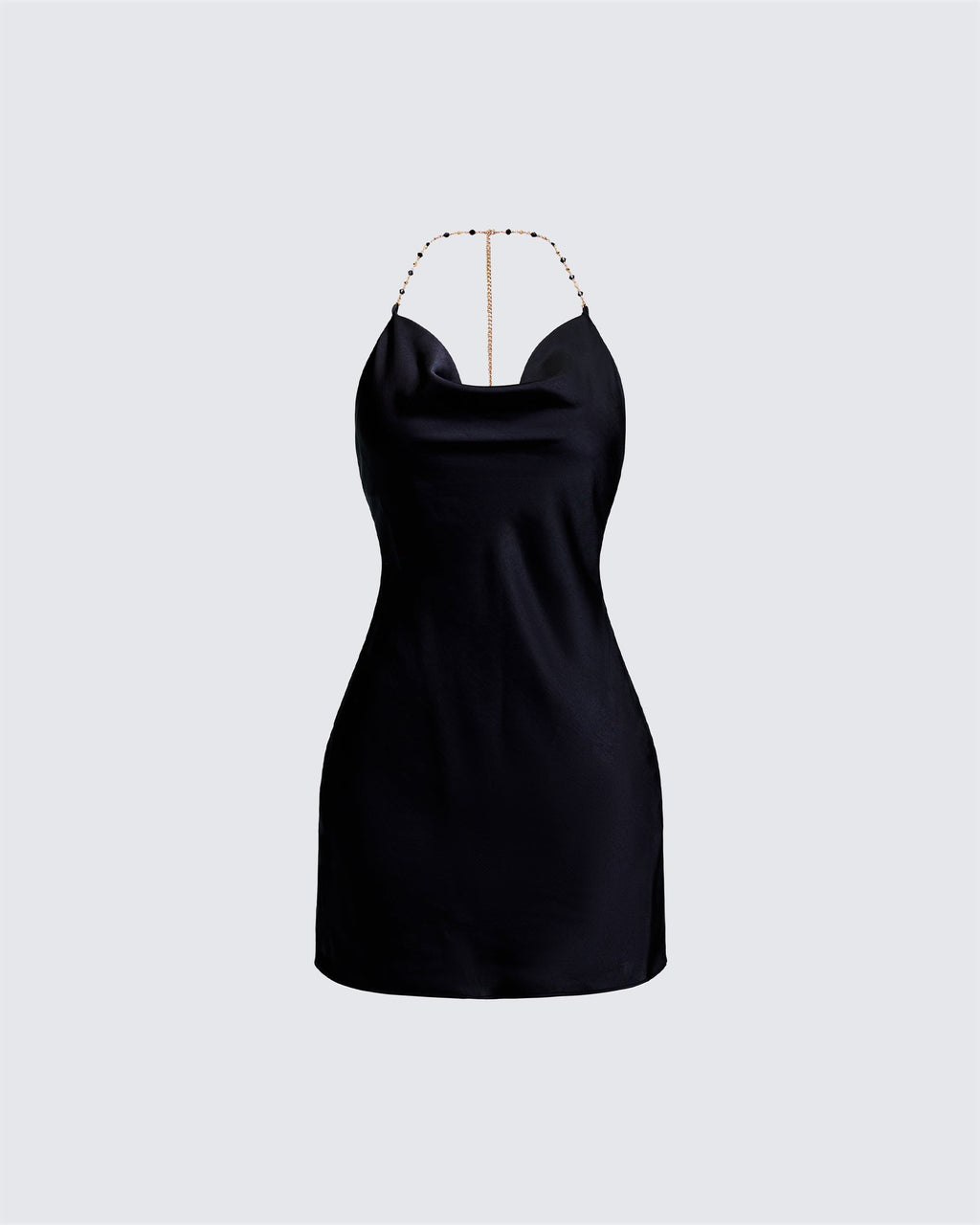 Finesse Soletta Satin Bias Cut Cowl Neck Mini Dress
