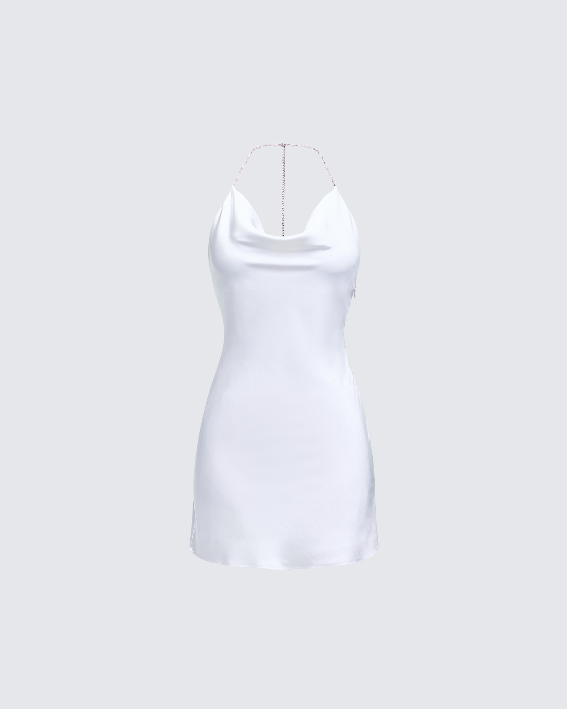 Finesse Soletta Satin Bias Cut Cowl Neck Mini Dress
