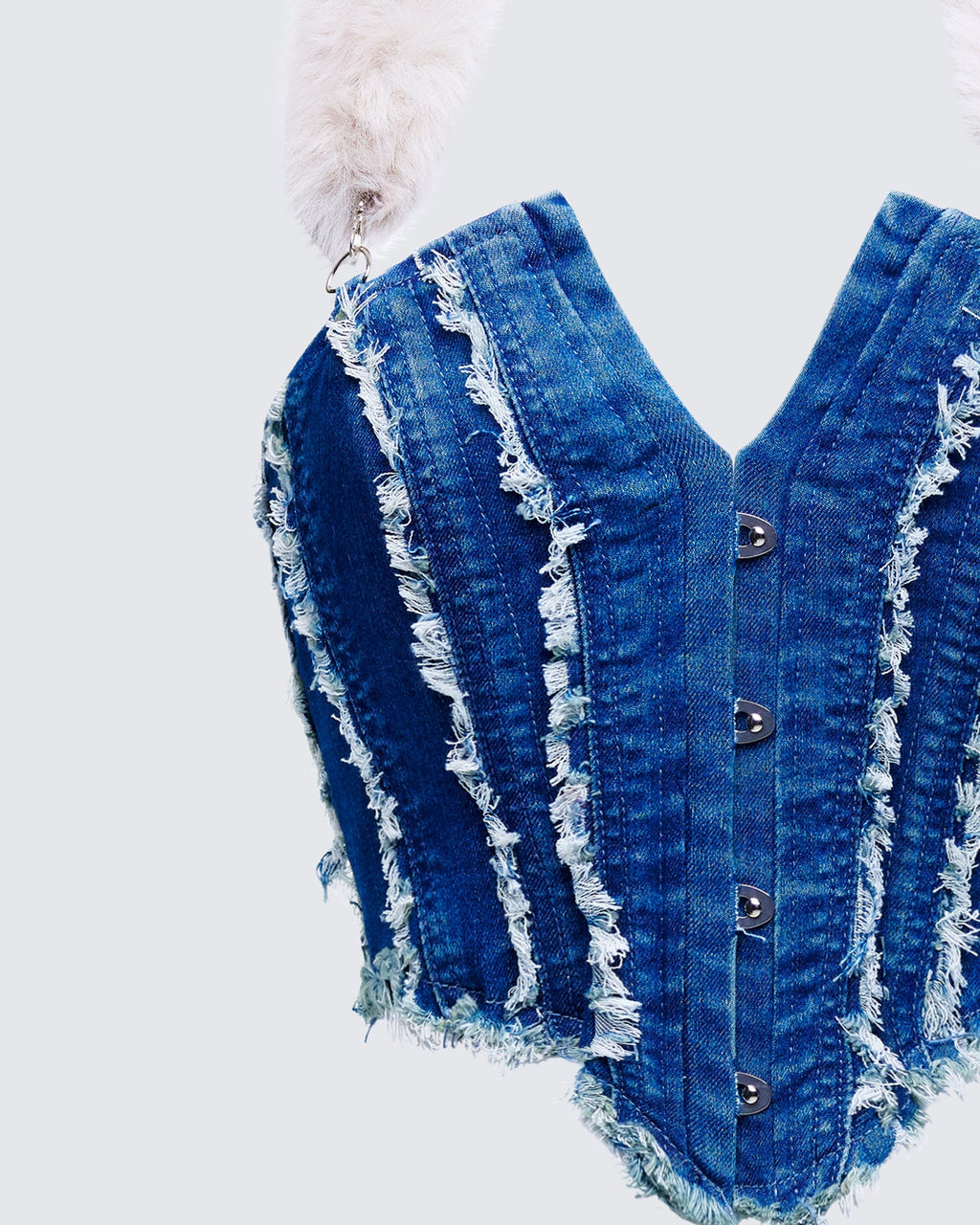 Finesse Sophelle Distressed Acid Wash Denim Corset