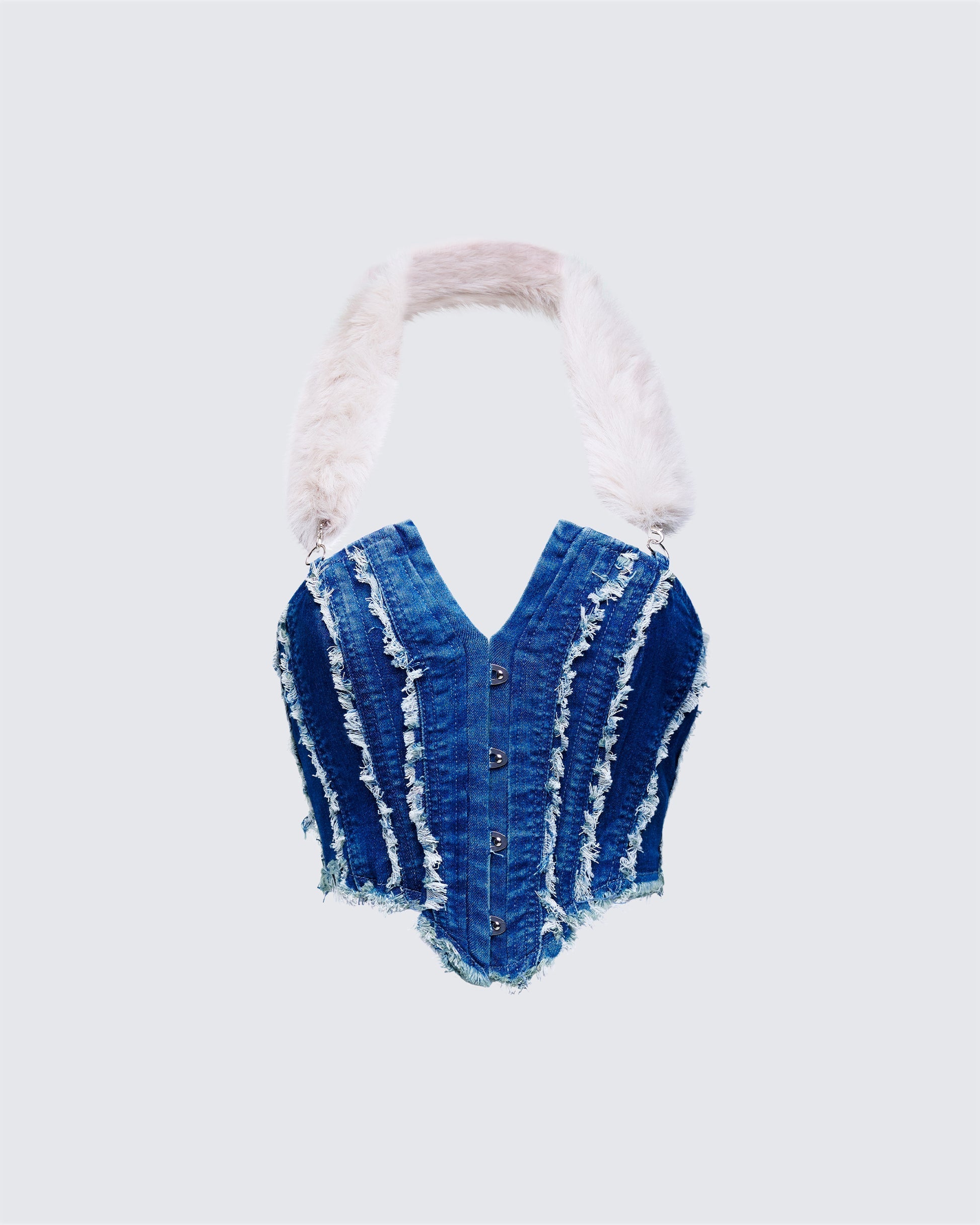 Finesse Sophelle Distressed Acid Wash Denim Corset