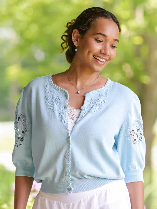 April Cornell Vienna Romance Sweater - Aqua