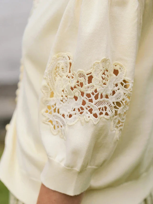 April Cornell Vienna Romance Sweater - Ecru